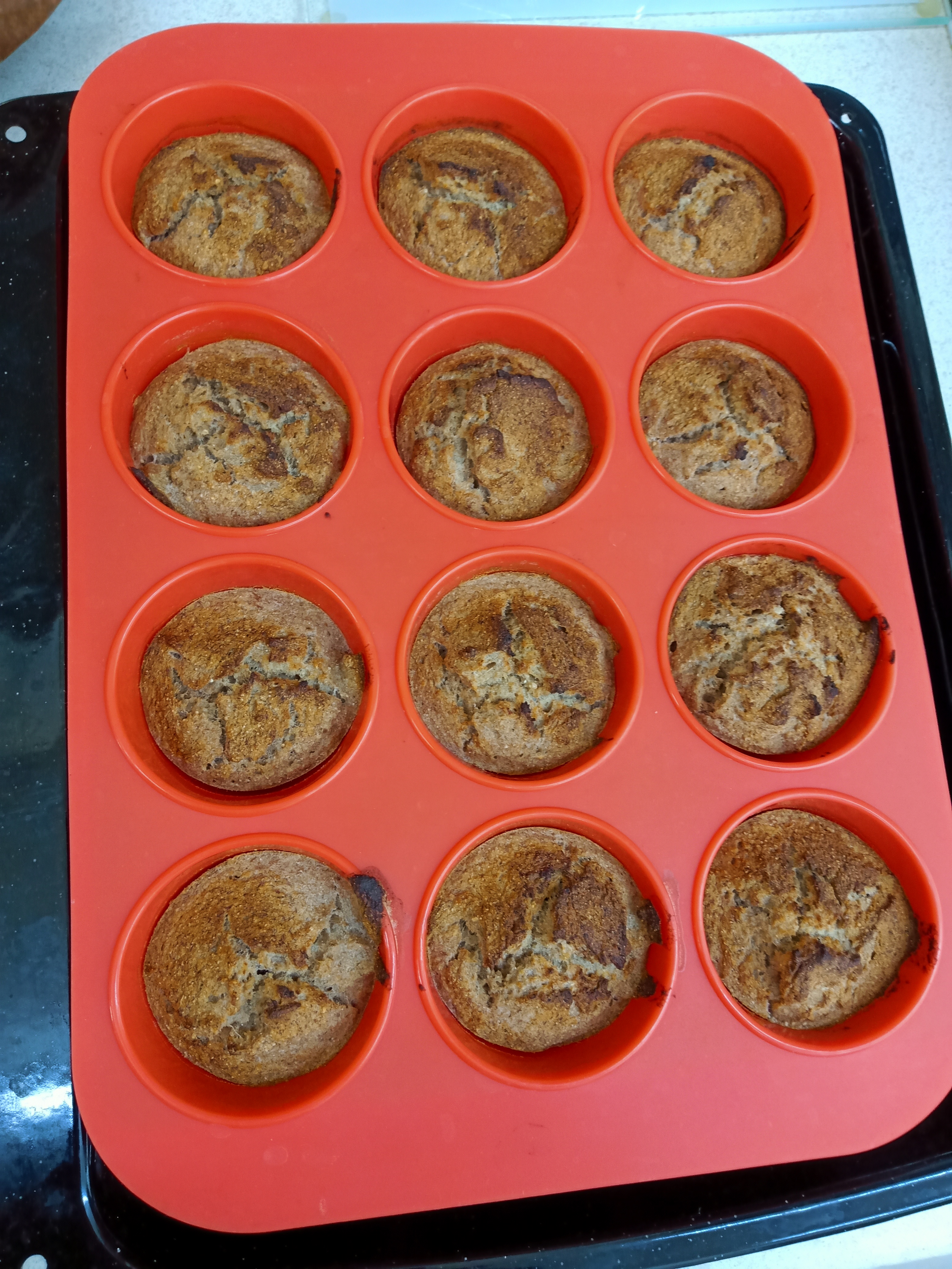 Banana Muffins in Silicone Baking Tray just come out of the oven